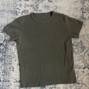 John Galt Basic Short Sleeve Tee in Olive Green